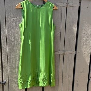 Badgley Mischka Vibrant Green Midi Slip Dress. Braided Hem Detail. Sleeveless.